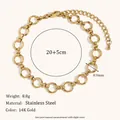 Elegante 14K vergulde roestvrijstalen armband met in elkaar grijpende ringen voor dames - Ring Kettingstijl (AK0041) / Goud