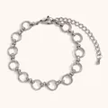 Minimalistische roestvrijstalen ringkettingarmband met zilveren afwerking en slot - Ring Kettingstijl (AK0041) / Zilver