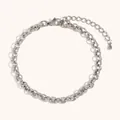 Elegante zilveren roestvrijstalen getextureerde schakelarmband met verstelbare sluiting - Reliëf Kettingstijl (AK0044) / Zilver