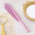 Elegant pink metal feather gel pen with 0.5mm tip for vintage office stationary - Feather Shape (Pink) / 0.5mm Needle Tip