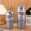 Glittery stainless steel vacuum insulated tumblers with straws in 20oz and 30oz sizes - 30oz/900ML / Blue (Diamond Finish)