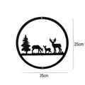 25cm circular black metal wall hanging art with forest deer family silhouette design - 3 Deer Small Size 25cm