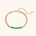 Elegante vergulde roestvrijstalen slangenarmband met sprankelende groene edelstenen - Slangenketting Met Strass-stijl (B0220) / Goud + Groen