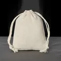 Robuster Beutel aus dicker Naturbaumwolle mit Kordelzug für Schmuck und Geschenkverpackungen - Kordelzugbeutel / 8*10cm / Naturfarben