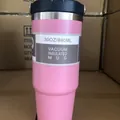 Rosa 30oz vakuumisolierter Edelstahlbecher mit schwarzem Deckel - 20oz/600ml / Rosa (Mit Griff)