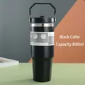 Schwarzer 890ml Thermo-Reisebecher aus Edelstahl mit 30oz Fassungsvermögen. - 20oz/600ml / Schwarz (Mit Griff)
