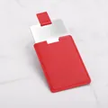 Dettaglio dello specchio a carta portatile in acciaio inox con custodia in pelle PU rossa - 108X63mm / Rosso