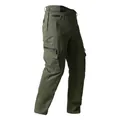Men's multi-pocket cotton cargo pants in army green with straight leg design - S / Bottoms / Army Green