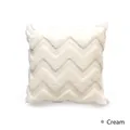 Creamy white plush throw pillow cover with geometric chevron zigzag pattern texture - Geometric White