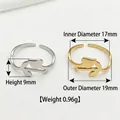 Vintage stainless steel open ring with heart leaf design in silver and gold finishes - Heart Vine (Steel Color)
