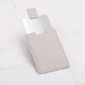 Specchio portatile in acciaio inox con custodia protettiva in pelle PU grigia - 108X63mm / Grigio