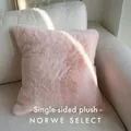 Soft pink faux fur square pillowcase for sofa decor, single-sided plush texture. - Pink Faux Rabbit Fur