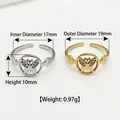 Adjustable stainless steel butterfly open ring 17mm inner diameter lightweight 0.97g jewelry - Hollow Butterfly (Steel Color)