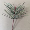 Dual-tone artificial PVC pine needle spray with brown wire stem for DIY Christmas crafts - Approx Width 7cm x Height 7cm