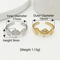 Adjustable stainless steel tree of life and clover rings in silver and gold finishes - Tree of Life & Clover (Steel Color)