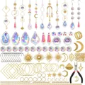 Πλήρες σετ DIY suncatcher 200 τεμαχίων με κρύσταλλα, μεταλλικά πλαίσια και εργαλεία - Συσκευασία 200 τεμαχίων / Χρυσό