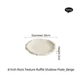 8-inch creamy yellow ceramic plate with rock texture and ruffled edges, 20cm diameter. - 8 inch / Kiln Change Creamy Yellow