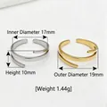 Adjustable minimalist stainless steel open rings in gold and silver finish for women - Double Ring Cross / Steel