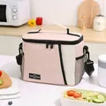 Roze en witte geïsoleerde lunchtas met verstelbare schouderriem en zijvak van gaas - Grote Schouderriem Stijl / Roze