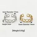 Stainless steel hollow heart open ring dimensions and weight - Chain Hearts / Steel