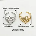 Vintage stainless steel hollow ring with adjustable open band in gold and silver - Hollow Carved Ring / Steel