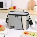 Große graue isolierte Lunchtasche mit verstellbarem Schultergurt und Netztaschen - Großer Schultergurt-Stil / Grau