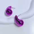 Vibrant metallic purple waterdrop stud earrings featuring a high-polished mirror finish - Teardrop Style (TER31696) / Light Purple