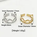 Adjustable stainless steel geometric wave ring available in silver and gold finishes - Double Layer Wave Ring / Steel