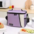 Paarse geïsoleerde lunchtas met verstelbare schouderriem en zijvakken van gaas - Grote Schouderriem Stijl / Paars