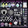 Πλήρες σετ DIY suncatcher με κρύσταλλα, μεταλλικά διακοσμητικά στοιχεία και εργαλεία - Στυλ Καρδιά / 500 Τεμάχια/Συσκευασία