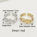 Durable stainless steel adjustable clover ring showing size details and light 1.40g weight - Hollow Clover Ring / Steel