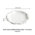 Elegante piatto piano in ceramica da 11,6 pollici con bordi a trama rocciosa - 11,6 Pollici / Bianco puro