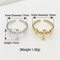 Minimalist stainless steel cross and butterfly open adjustable ring in silver and gold - Cross Ring (Steel Color)