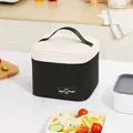 Draagbare vierkante geïsoleerde lunchtas in een chic zwart-wit ontwerp met handvat - Vierkante Bovenkant Open Stijl / Zwart