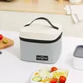 Geïsoleerde draagbare lunchtas in grijs en crème met stevig handvat voor school en kantoor - Vierkante Bovenkant Open Stijl / Grijs