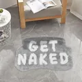 Graue saugfähige Badematte aus Kaschmirimitat mit GET NAKED Schriftzug für Zuhause - GET-NAKED Stil / 40*60cm / Grau
