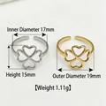 Stainless steel adjustable heart rings in silver and gold with size measurements - Heart Clover Ring (Steel Color)