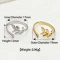 Elegant leaf design stainless steel open ring available in gold and silver finishes - Olive Branch Style / Silver