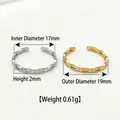 Minimalist stainless steel open ring set in gold and silver with heart pattern - Fine Chain Style / Silver