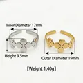 Adjustable minimalist stainless steel clover rings in gold and silver finishes - Three Clovers Style / Steel