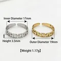 High-quality stainless steel rings in silver and gold with precise measurement details - Patterned Chain Style / Steel