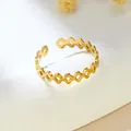 Elegant 18K gold plated stainless steel geometric open ring with dainty lattice design - Geometric Rhombus Hollow (GJ105)