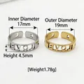 Adjustable stainless steel open rings in silver and gold with heart and star cutouts - Star Moon LOVE Ring (Steel Color)