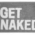 Kreative Badematte aus grauem Kaschmirimitat mit weißem GET NAKED Schriftzug Design - GET NAKED Textstil / 40*60cm / Grau