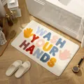 Weiche Badematte aus Kaschmir-Imitat mit farbenfrohem 'Wash Your Hands' Text-Design - WASH YOUR HANDS Textstil / 40*60cm / Gebrochenes Weiß