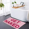 Rosa saugfähige Badematte aus Kaschmirimitat mit rotem 'GET NAKED' Textdesign, SKU-Variante - 40*60cm / GET NAKED Stil / Rosa