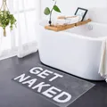 Graue Badematte aus Kaschmirimitat mit "Get Naked"-Text, saugfähig und dekorativ für Bad. - 40*60cm / Grau mit weißem Text