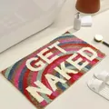 Kreative bunte gestreifte Badematte aus Kaschmirimitat mit GET NAKED Textdesign - GET NAKED Stil / 40*60cm / Bunte Buchstaben