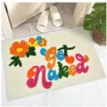 Farbenfrohe 'Get Naked' Badematte aus Kaschmir-Imitat, saugfähig für die Wohnung - Bunte Buchstaben 'get Naked' Stil / 40*60cm / Gebrochenes Weiß