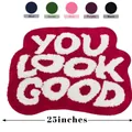 Kreative rote saugfähige Fußmatte aus Kaschmirimitat mit 'You Look Good'-Schriftzug, 25 Zoll - YOU LOOK GOOD Stil / 40*60cm / Dunkelrot